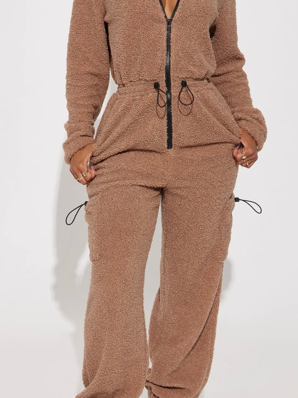 Cozy Teddy Jumpsuit - Brown